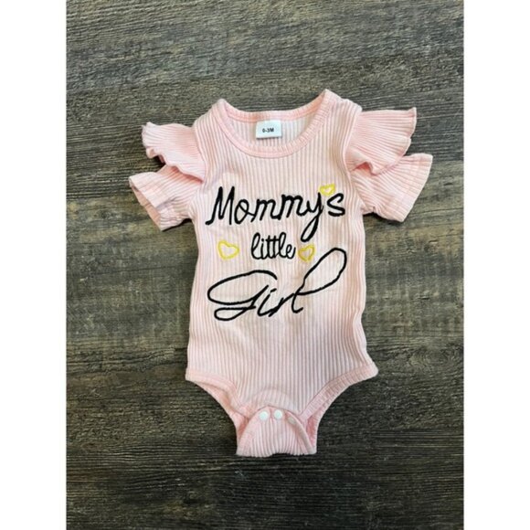 Ribbed Ruffle Sleeve Bodysuit Mommy's Little Girl Infant 0-3M - Picture 1 of 5